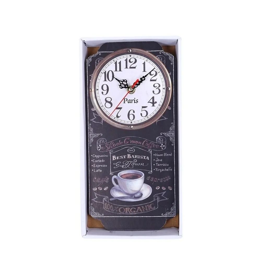 Battery Operated Rectangular Wall Clock Silent Movement Density Board Decorative Wall Clock Unique Pattern 30 X 14.7 Cm