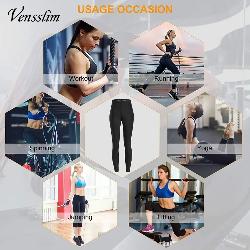 Vensslim Sweat Sauna Pants Body Shaper Weight Loss Slimming Shapewear Women Waist Trainer Tummy Hot Thermo Sweat Leggings Gym