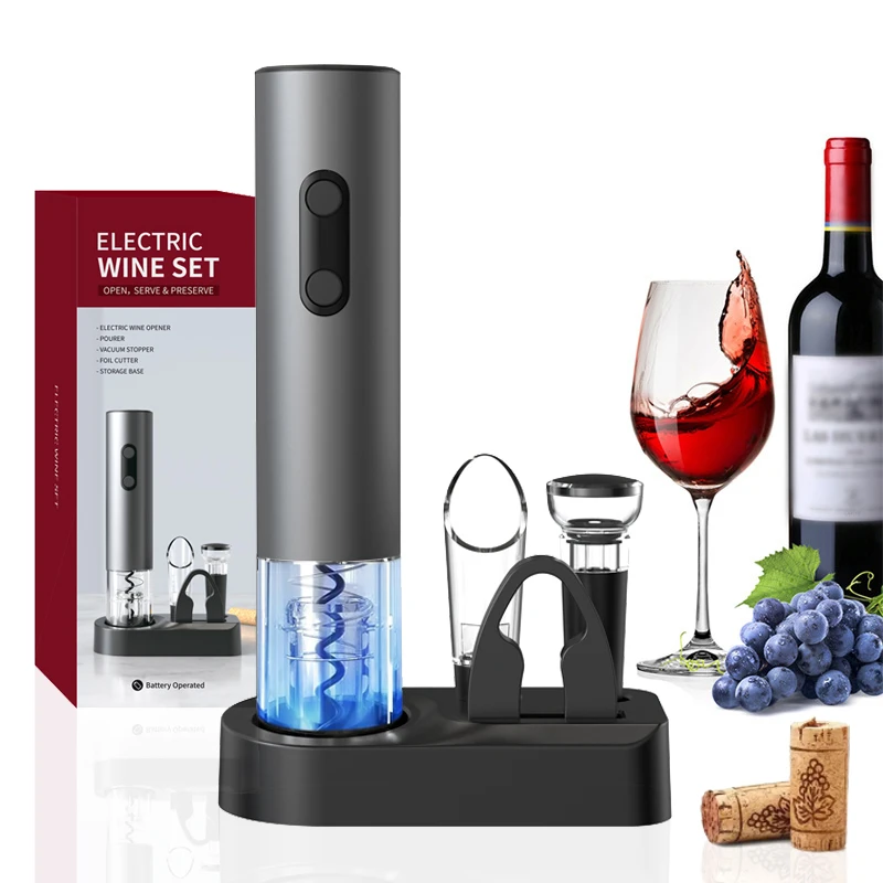 Elektrischer Weinöffner, Geschenkset, automatischer Korkenzieher mit Folienschneider, Ein-Klick-Knopf-Batterie, Flaschenöffner für Küche, Bar, Party