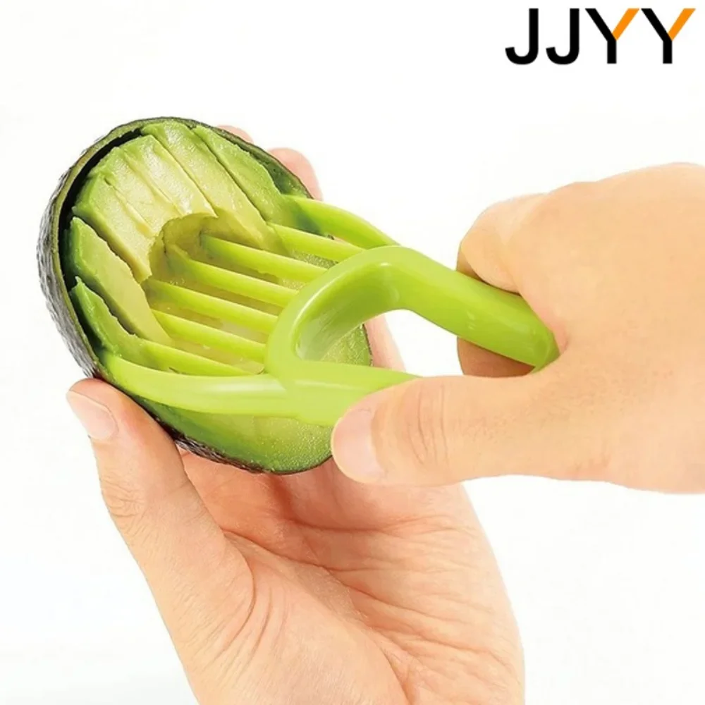 JJYY 3-in-1 Avocado Slicer Shea Butter Fruit Peeler Pulp Separator Plastic Knife Kitchen Vegetable Tool