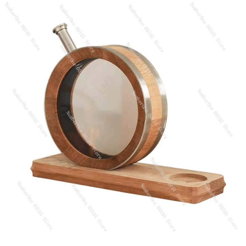Mini Oak Aging Barrel Glass Window Uncoated Natural Wood Cask For Whiskey Brandy Wine Homemade Infusion Dispenser Home Bar Decor