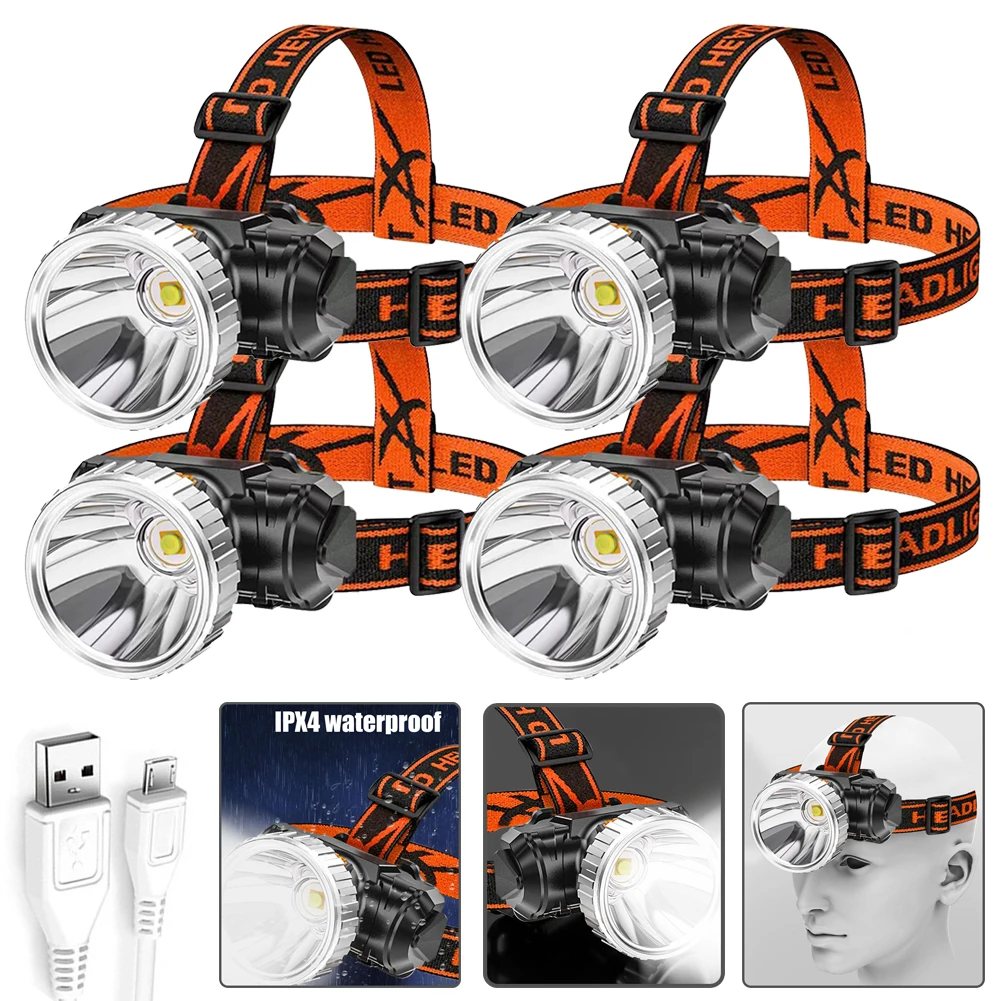 

LED Headlamp Fishing Headlight USB Rechargeable Portable Flashlight Lantern Headlamp Outdoor Camping Headlight for Hiking