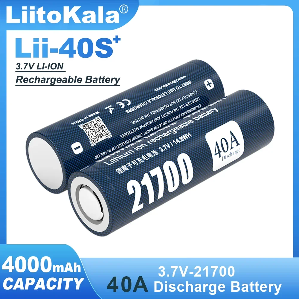 Liitokala Lii-40S 3.7V 4000mAh 21700 For Flashinglight High-capacity 100% Original Lithium Battery