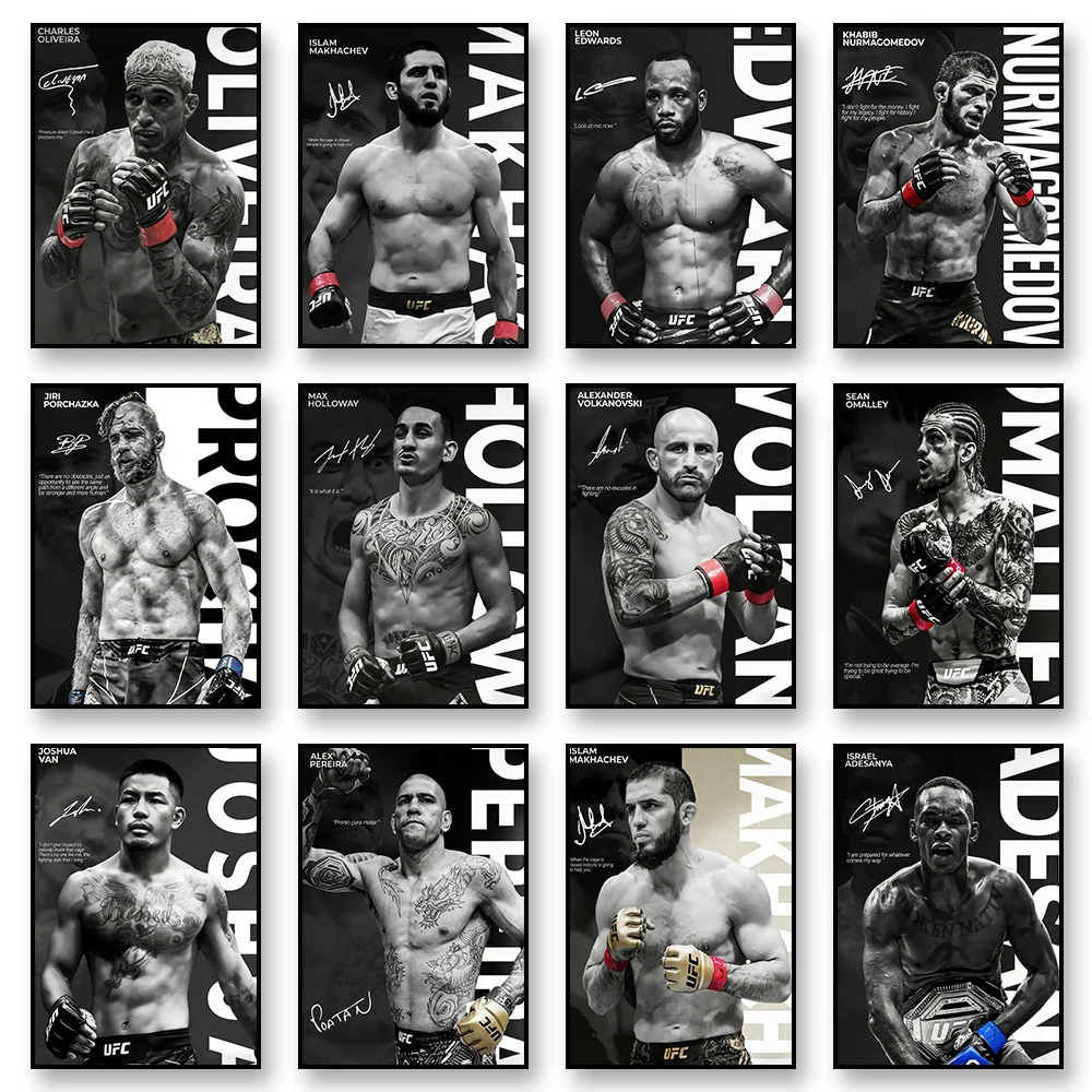M-Makhachev Boxing Fighting Star Canvas Wall Art Print Poster MMA Decorative Painting for Home Room Decor Fans Gift Unframed