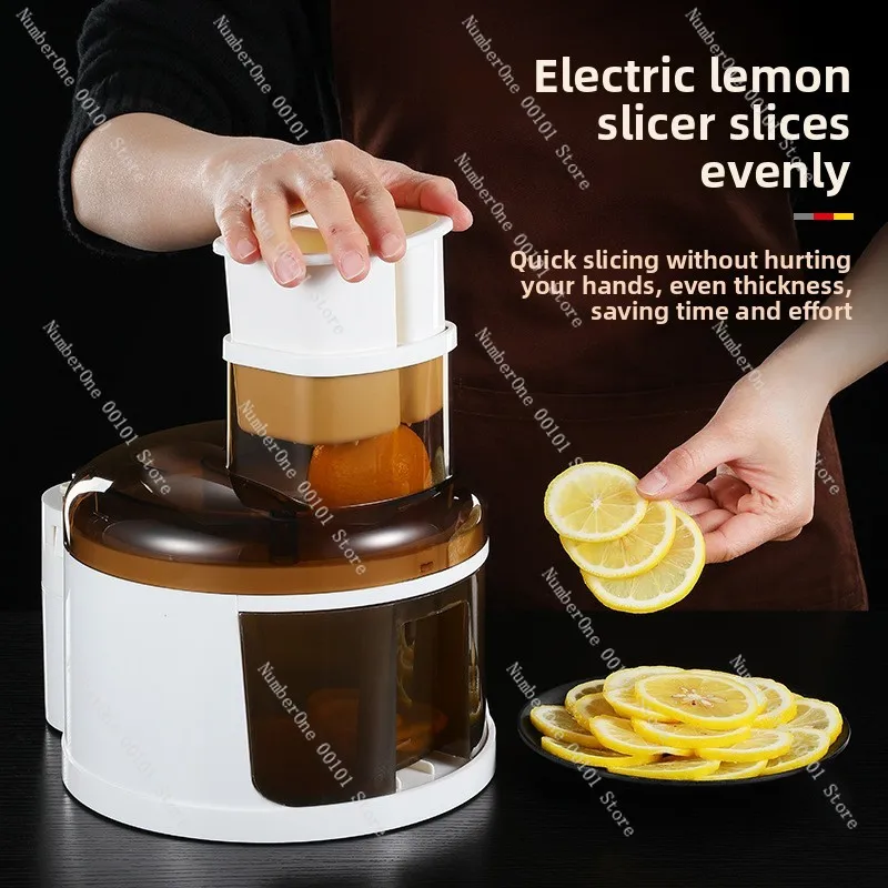 Household Electric Vegetable Slicer, Fully Automatic Multi Purpose Cutter for Lemon Carrot Cucumber, Kitchen Food Slicer