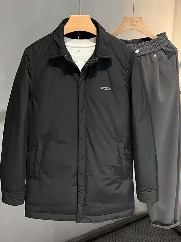 

Warmth Men's down Cotton Jacket Lightweight Business Mid-Length Winter Thickened Warm Outerwear Simple Administrative Style Y...