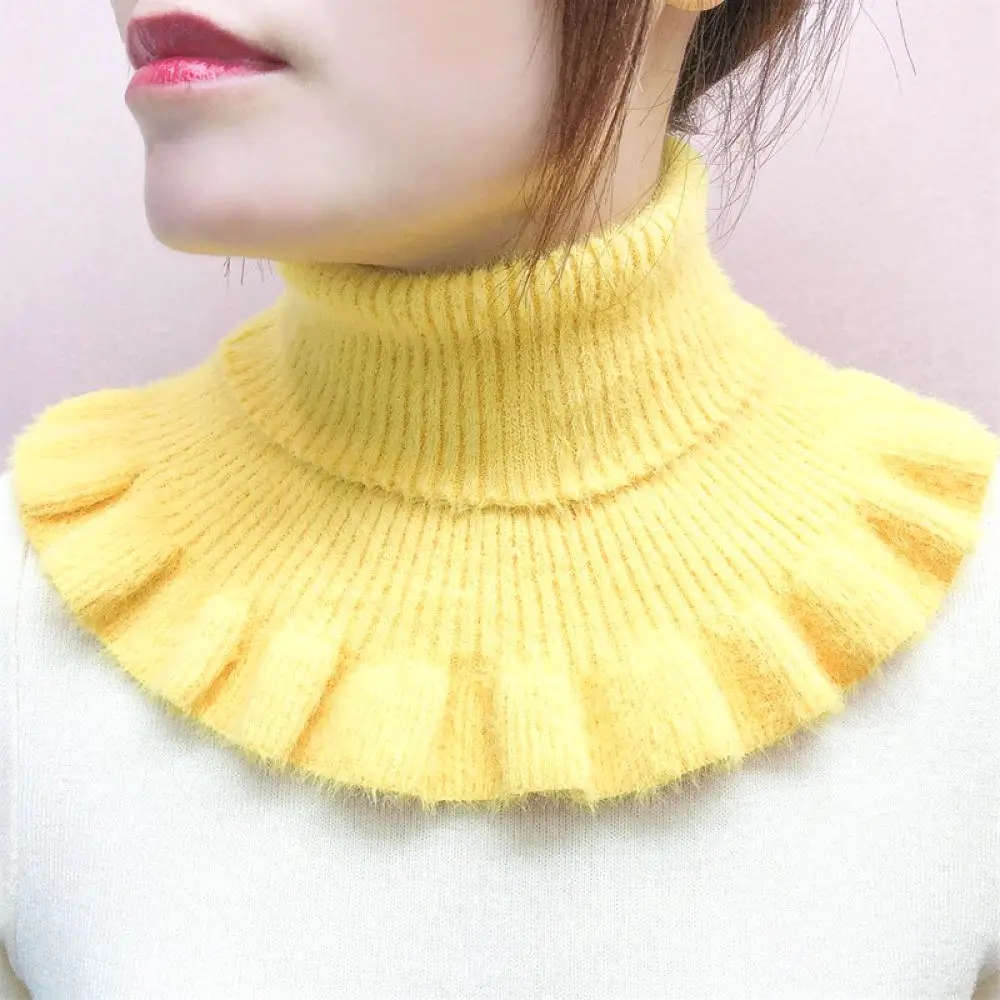 Soft Faux Fake Collar Winter Knit Neck Warmer Stylish Stripe Decorative Scarf Female Elegant Accessory For Daily Outfits