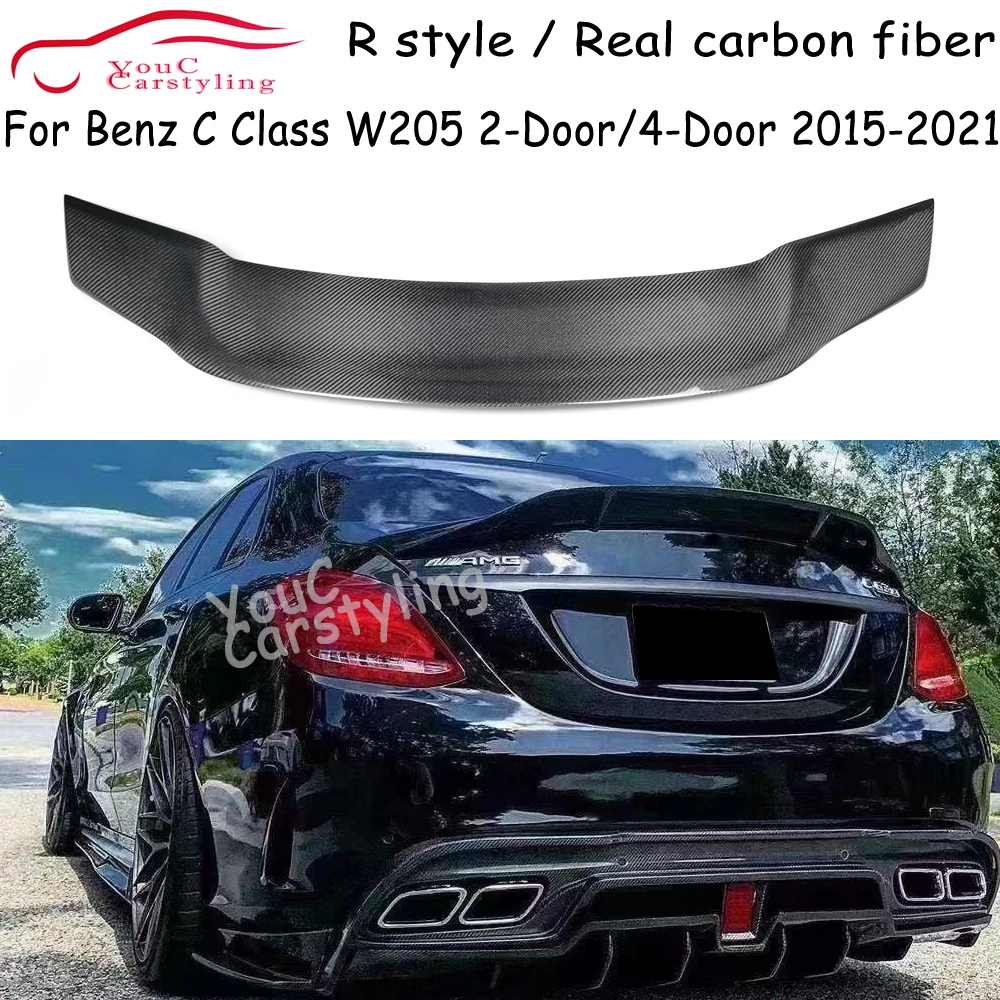 W205 R Style Carbon Fiber Spoiler Trunk Boot Lip For Mercedes C Class W205 C180 C200 C250 C300 C350 2015-2021