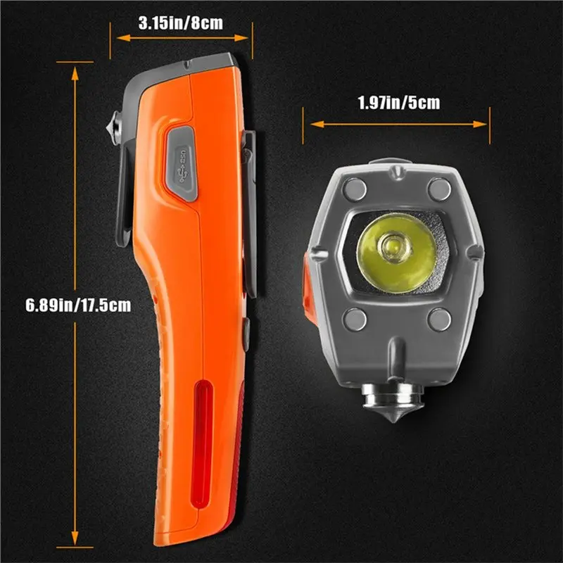 AB56-Portable Multifunctional Emergency Car Tool Flashlight, Safety Hammer,Hand-Crank Power Bank For Vehicle Breakdowns