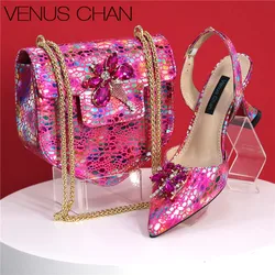 Italian Design African Ladies Party Shoes and Bag Nigerian Fashion Lace Mini Bags and High Heel Pointed Shoes