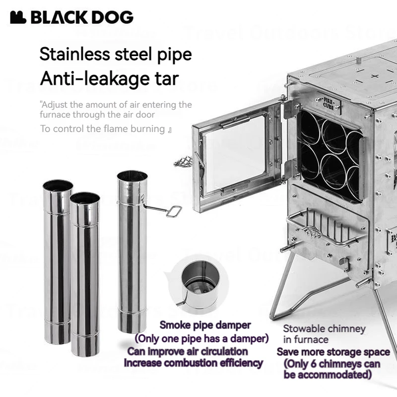 Naturehike Blackdog Outdoor Multi Roestvrijstalen Draagbare Brandhoutkachel Kampeerverwarming Waterpicknickkachel Met Schoorsteen
