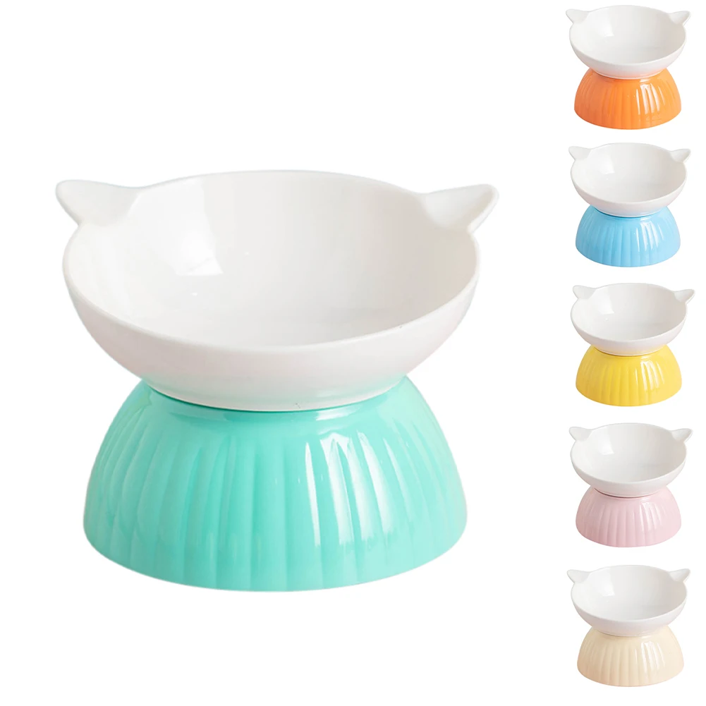 Ceramic Elevat Cat Bowls Tilted Raised Ceramic Cat Food Bowl Anti Vomiting Stress Free Feeding Water Dish Feeder Dishwasher Safe