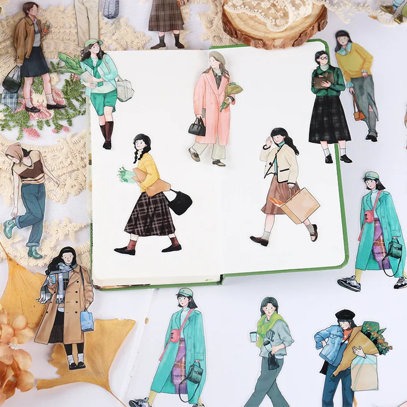 40 pcs Fashion girl Stickers aesthetic Decorative DIY Stick Labels Diary Album hand made Journal notebook Scrapbooking material