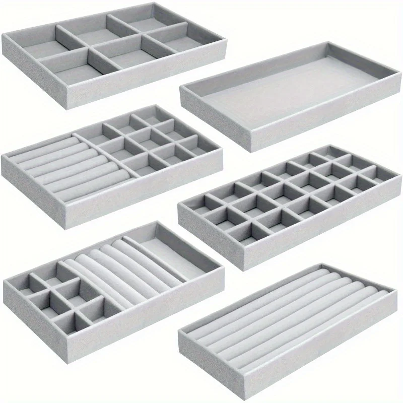 3pcs/set Velvet Jewelry Insert Drawer, Stackable Jewelry Organizer for Rings, Earrings, Bracelets, Necklaces, Brooches