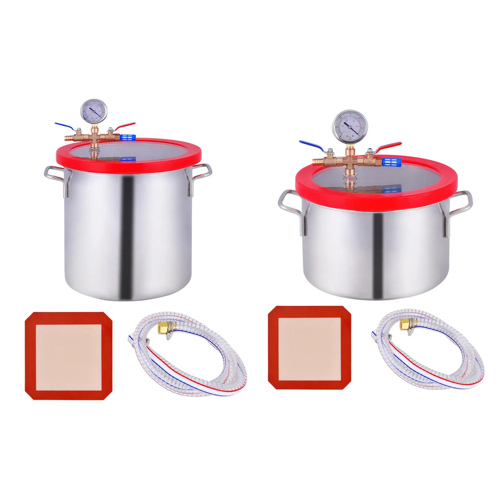 Vacuum Chamber, Stainless Steel Degassing Chamber with Glass Lid, Silicone