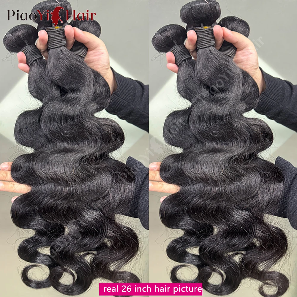 22 24 26 بوصة الجسم موجة الشعر البشري حزم البرازيلي شعر بشري خام ملحقات 1/3/4 قطعة حزمة الشعر البشري للنساء جودة عالية