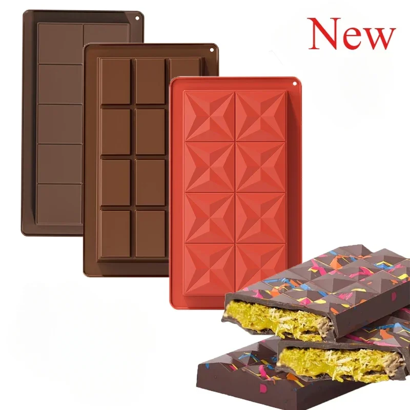 2025 New Chocolate Bar Mold - Non-Stick Chocolate Molds, Food Grade Silicone Deep Choccy Dubai Chocolate Bar Pistachio