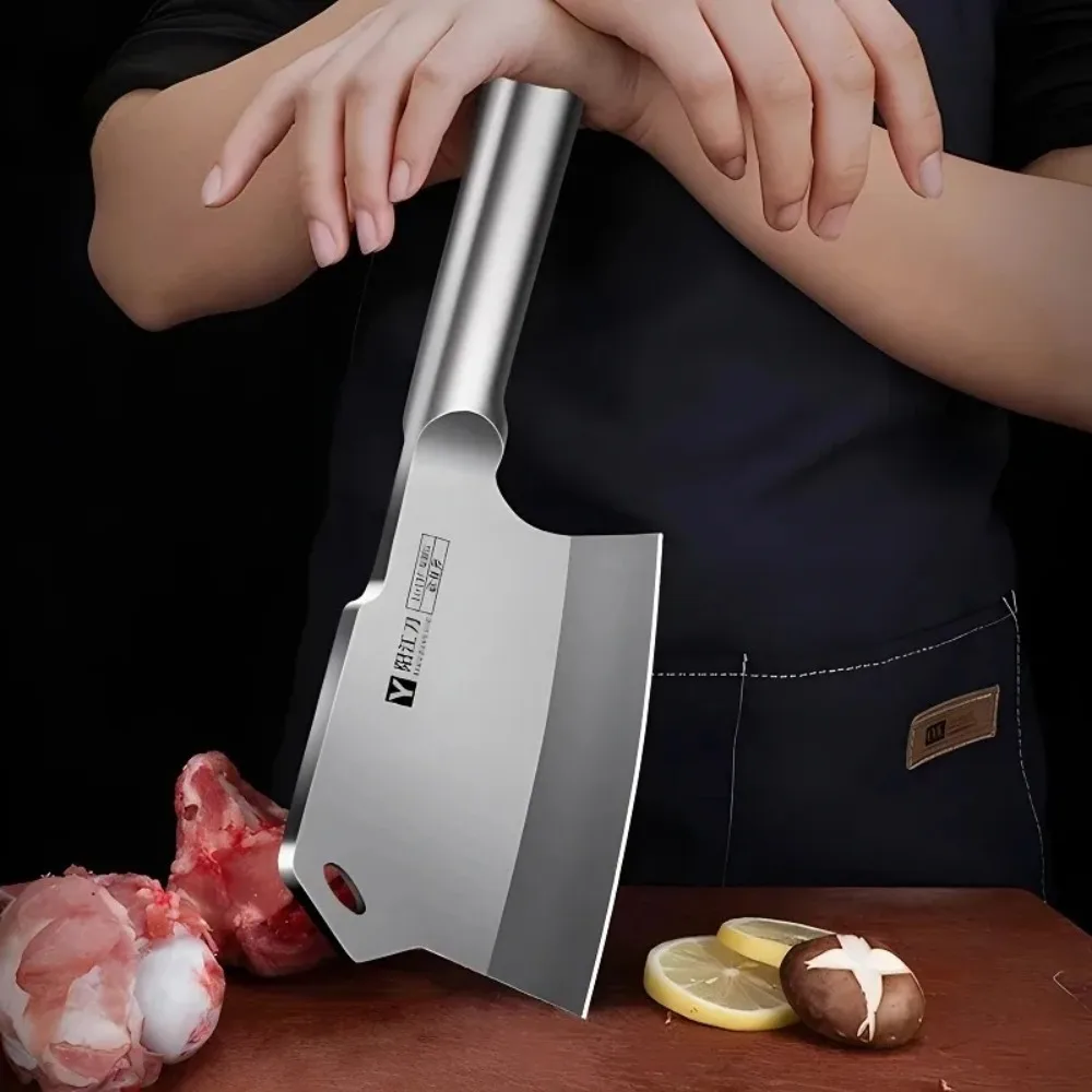 All Steel Axe Knife Kitchen Bone Cutting Knife Home Heavy-duty Bone Chopper Knife Bone Crusher Special Tool Hard Food Processing view 4