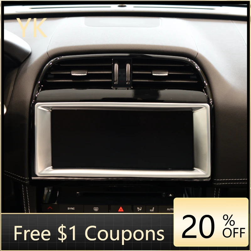

Suetlcoity For Jaguar F-Pace 2016 ABS Silver Car Dashboard Navigation Screen Frame Cover Trim Interior Car Accessories