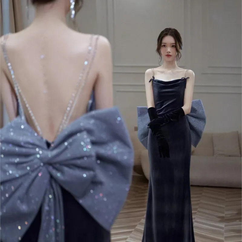 

New light luxury niche birthday fishtail banquet temperament toasting dress