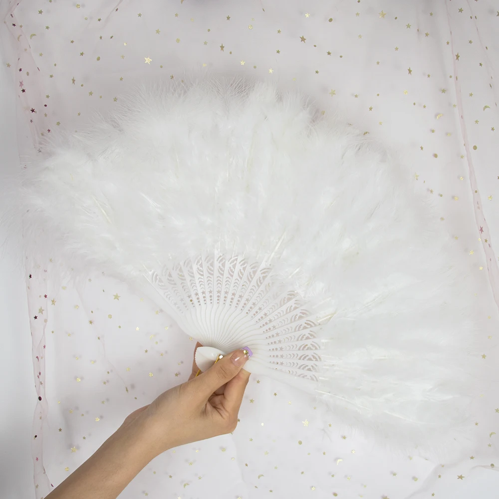 1pcs Soft Fluffy Lady Burlesque Wedding Hand Fancy Dress Costume Dance Feather Fan Chinese Fan Folding Fan