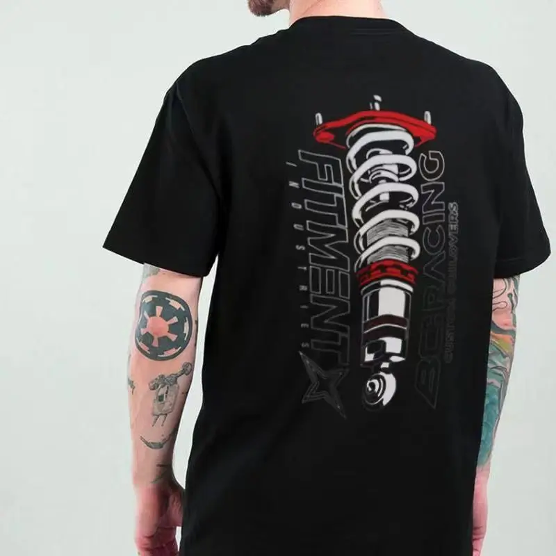 

Large Size Cotton Men's BC Modified Car T-shirt with Shock Absorption and Twisted Teeth Hellaflush Print Versatile T-shirt Top
