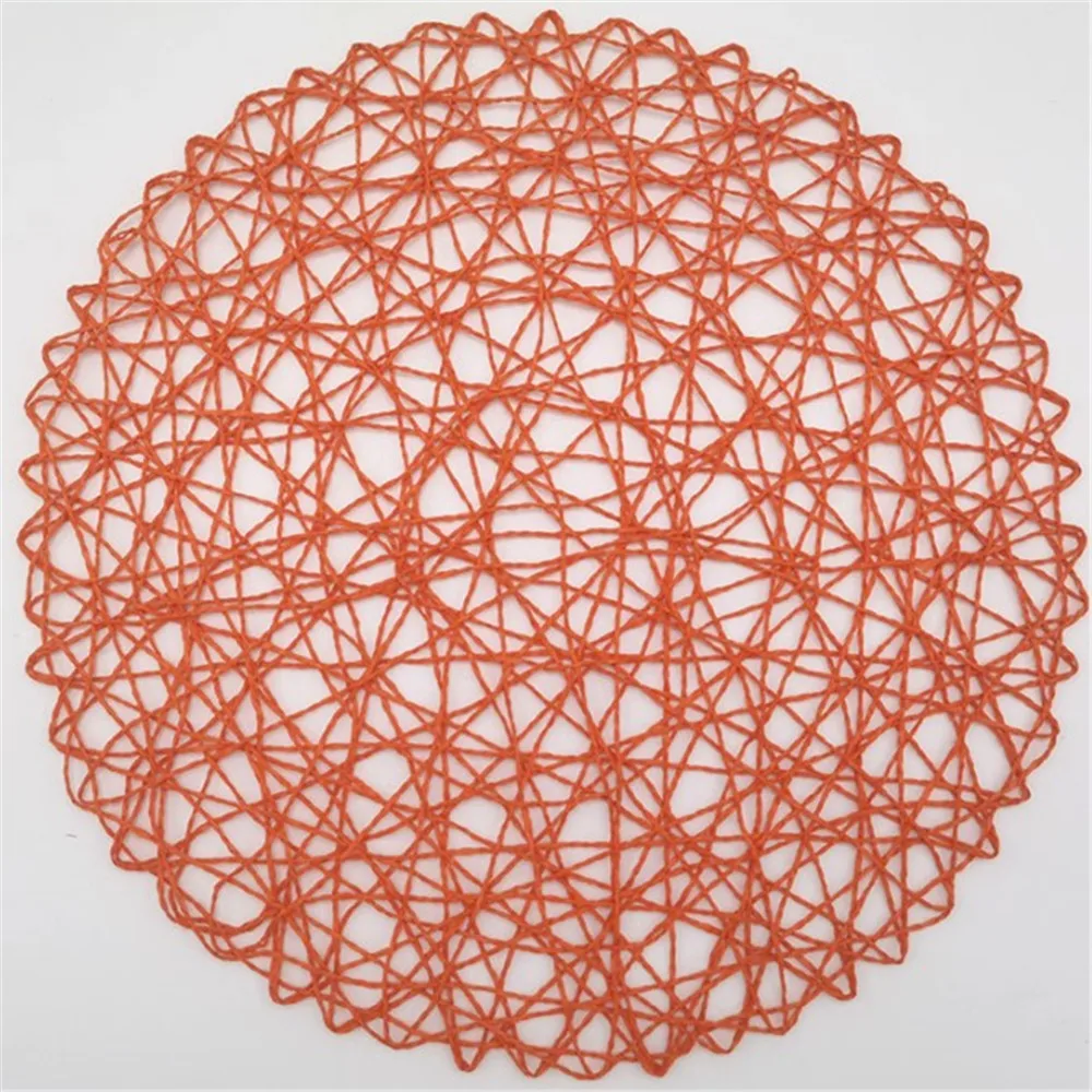 4Packs Round Paper Woven Placemats Wood placemats Rattan placemats Brown Paper Straw placemats for Dining Party Wedding