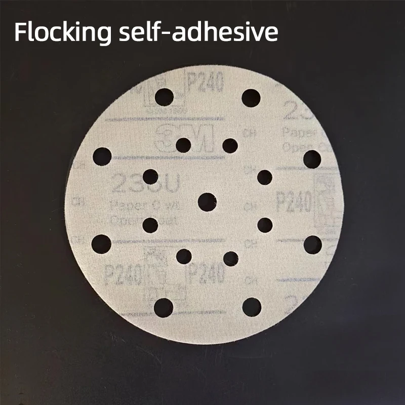 3M 6 Inch 17 Hole Dry Sandpaper Disc 236U Yellow Flocking Sandpaper, Automotive Putty Grinding Sandpaper
