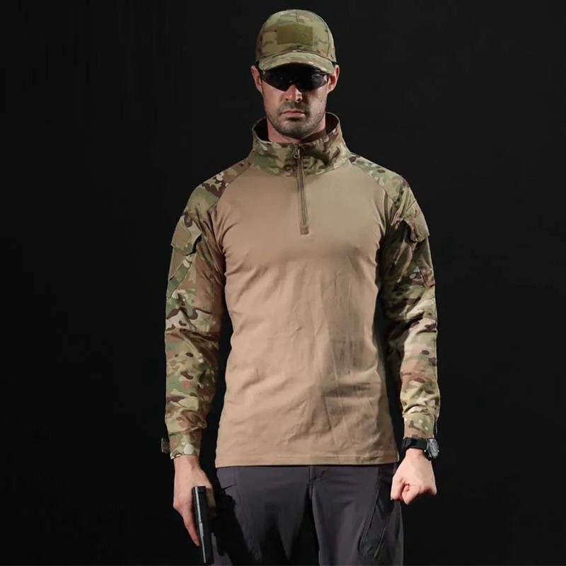 

Army Camo Camouflage Graphic Shirt Long Sleeve Shirts Multicam Uniform For Army Camping Hiking Training