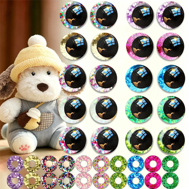 20-Piece Set of 3D Flashing Safety Eyes, Realistic Eyes, Plush Cartoon Safety Eyes with Pp Material Clips, Eccentric Pupil Design, Suitable for Handmade Crochet DIY Crafts, Stuffed Animals, and Day of the Dead Atmosphere Decoration Accessories--Zyliqcraft