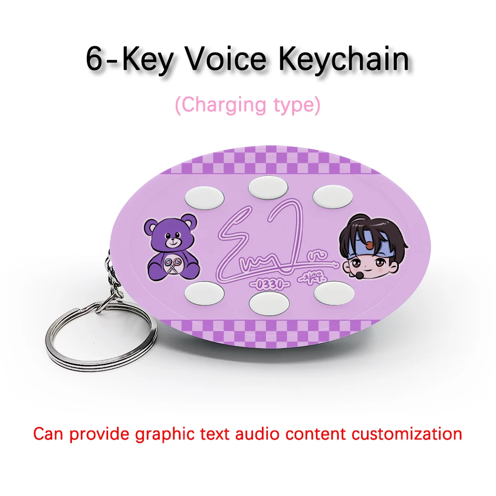 6-Key Voice Keychain For Astro Idol Cha EunWoo Voice / Picture Customization With Type-C Charging Cable Creative Pendant Gift