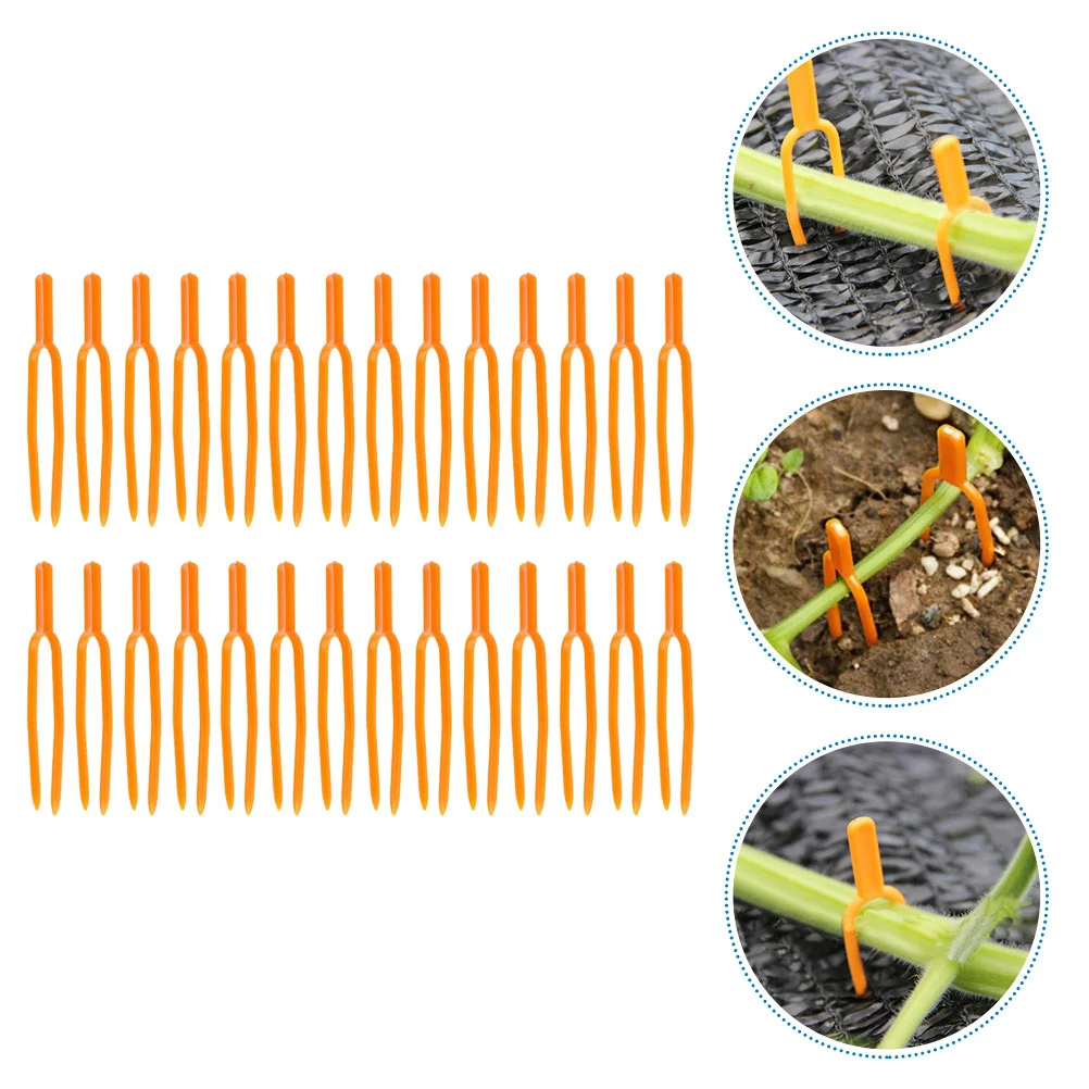 

200 Pcs Plant Press Clamps Grape Vine Fixing Clip Orange Plastic Stolons Fastening