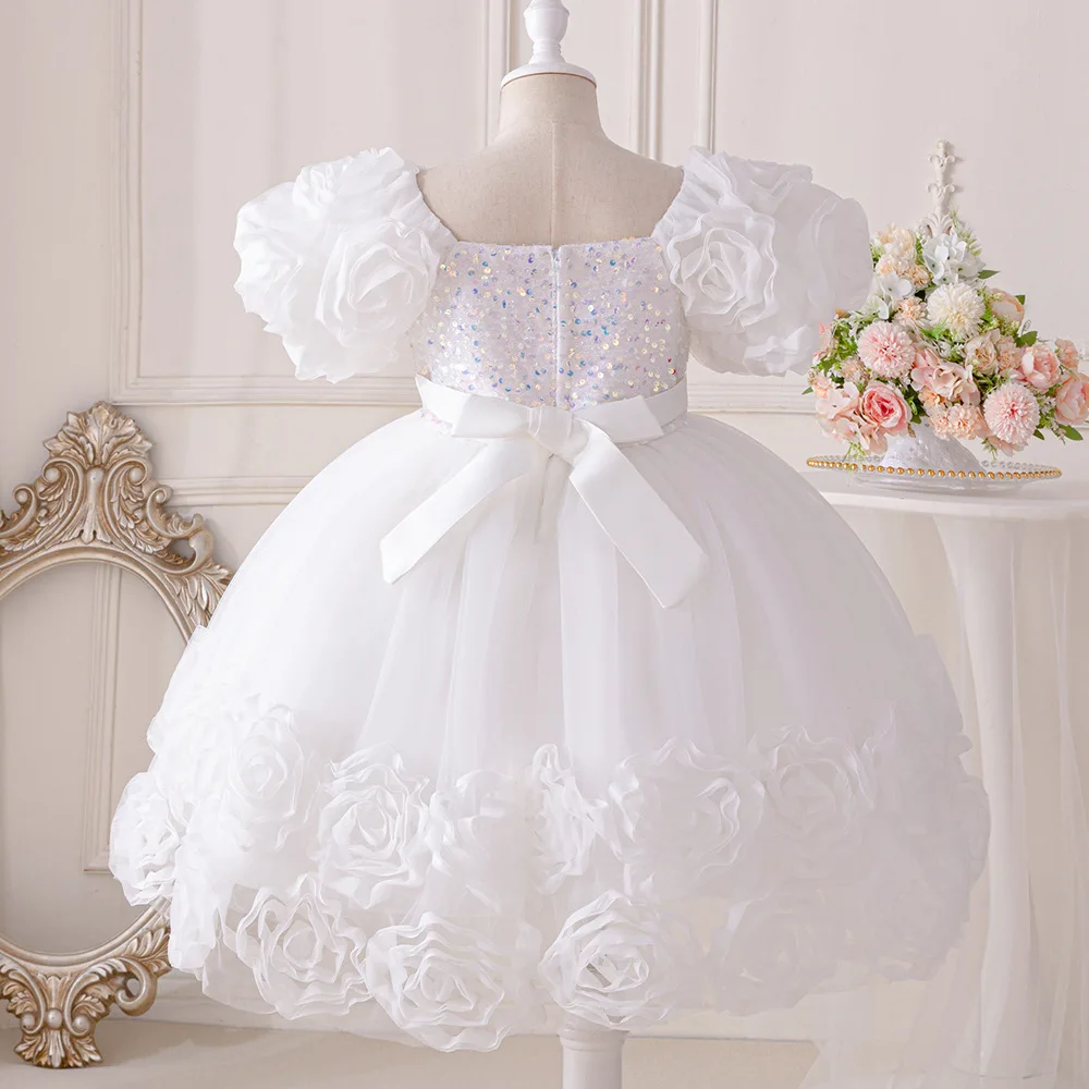 Baby Girl Princess Dress Children\'s Flower Bud Sequin Fluffy Dress Girls Elegant Party Dress 1-3Years