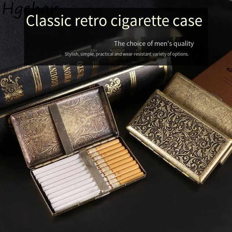 Cigarette Storage Boxes Vintage Large Capacity Fashion Metal Cigars Cases Tobacco Durable Protective Simple Luxury Portable Home