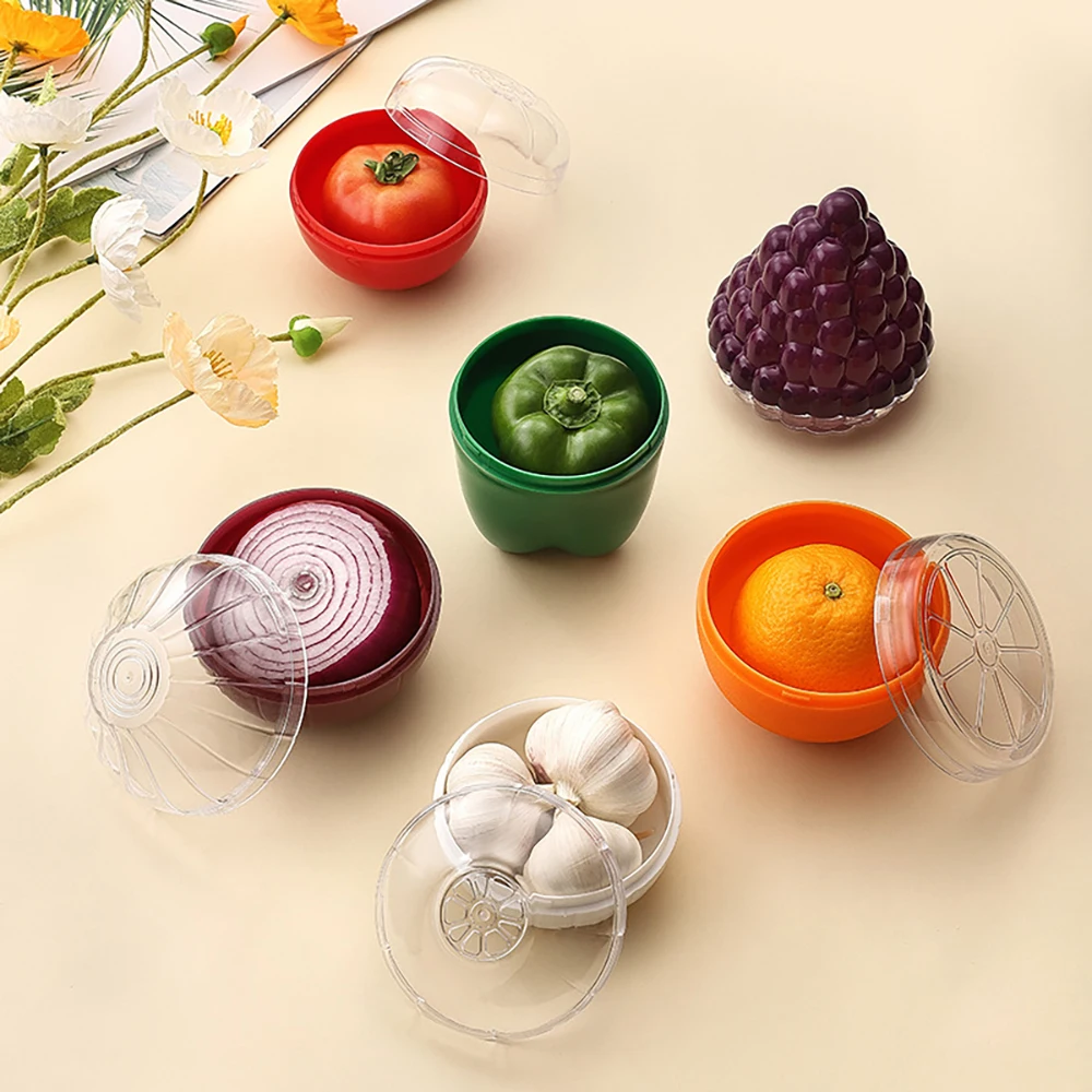 1PC Transparent Lid Plastic Food Storage Box with Vegetable and Fruit Shape Portable Fruit and Vegetable Preservation Box