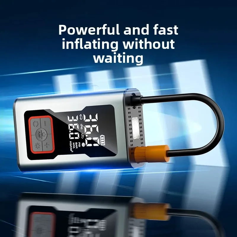 

Портативный автомобильный воздушный насос с беспроводным цифровым дисплеем - многофункциональный насос для накачивания шин с аварийным блоком питания