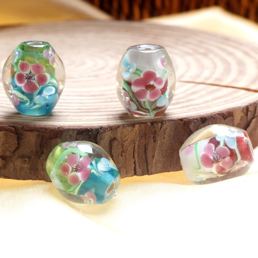 1 قطعة 20 مللي متر عالية المستوى اليدوية شكل بيضاوي Lampwork الزجاج الخرز DIY بها بنفسك موضة الزهور السحر ل قلادة صنع المجوهرات اكسسوارات #3