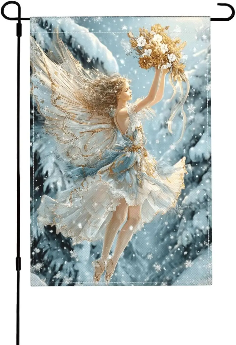 Fairy Snow Garden Flag 12x18 Inch Double Sided Outdoor Flag Decorations Burlap Yard Flag For Holiday Outside Home UUL EEZ