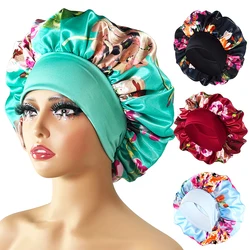 Gorro de satén para mujer, gorro grande sedoso para mujer, gorro para dormir con estampado Floral, diseño Boneet's