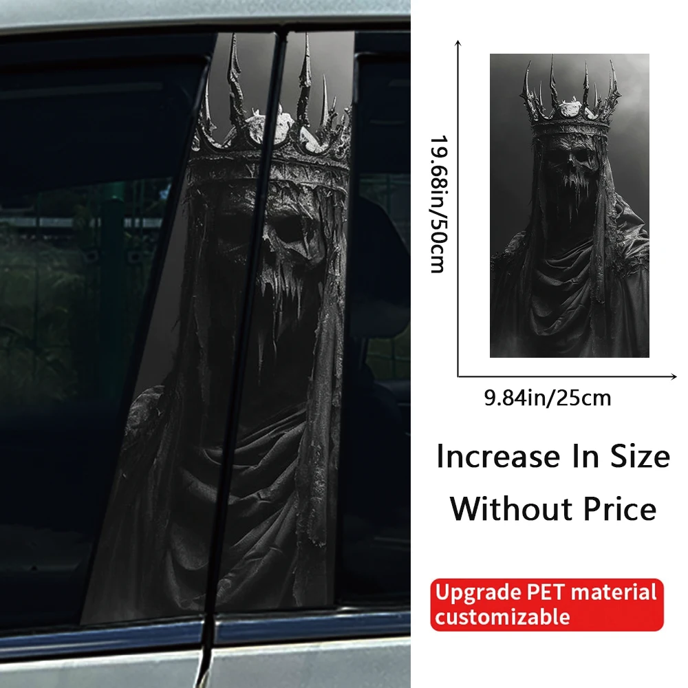 1PC/1Pair Skeleton King Car Door Post Sticker DIY Car Modification Styling Sticker Decal Self-adhesive