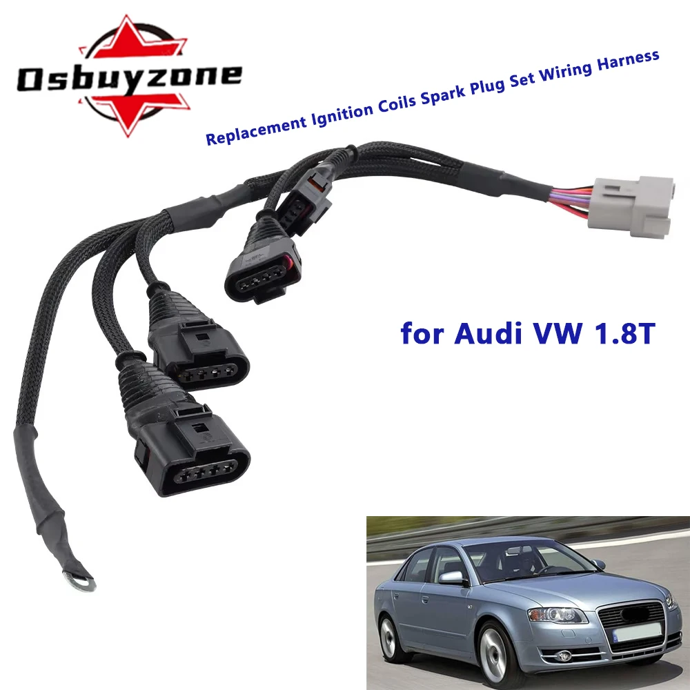 1.8T Turbocharger  Ignition Coils Spark Plug Set Wiring Harness Holder Plug Made Loom for A4 VW 06B998018T 0347010004
