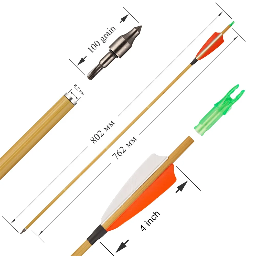 Toparthery 31.5 inch Carbon Arrow with 4 “ Real Feather Hunting Arrows for Outdoor Shooting practice Recurve &Compound Bow