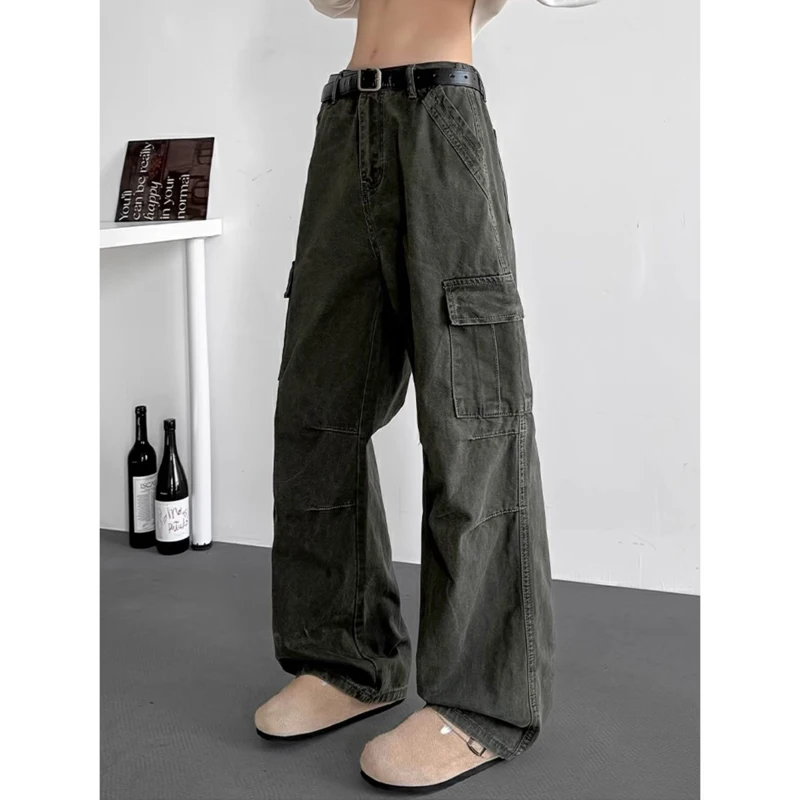 

Брюки-карго женские зеленые на открытом воздухе осенние полиэстер винтажные негабаритные лоскутные регулируемые минимализм быстросохнущие для городских сексуальных