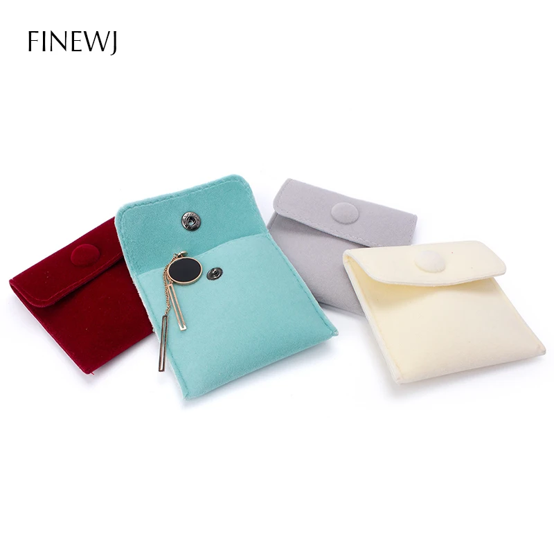 Luxury Velvet Gift Jewelry Pouch for Ring Necklace Earring Bracelet Packaging Wholesale Envelope Storage Bag with Snap Organizer