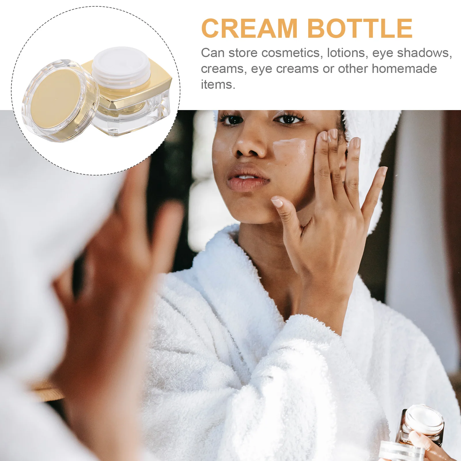 

1pc Cream Sub Jar Travel Storage Bottle Lotion Container Reusable Leak-Proof Refillable Small Cosmetics Case Flat Lid Golden