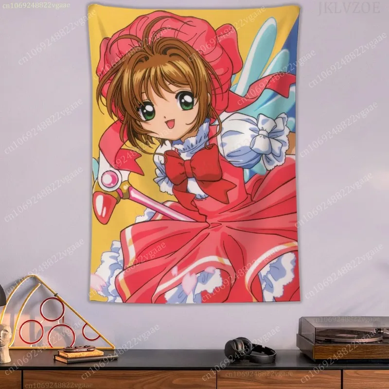 

Japanese Anime Cardcaptor Sakura Tapestry Poster Wall Tapestries Bedroom Decoration Aesthetic Tapices Wallpaper