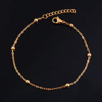 Link O Chain Stainless Steel Beads Bracelet for Women Girl Silver/Gold Color Ankle Anklet Hand Foot Jewelry Accessories Summer