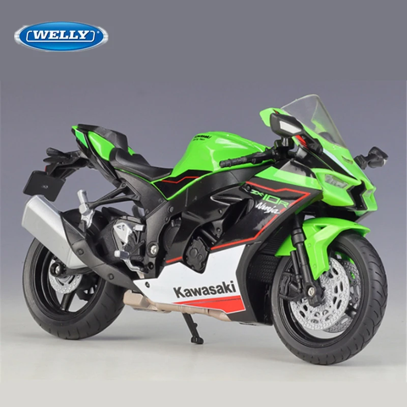 WELLY 1:12 Kawasaki Ninja ZX-10R Alloy Heavy Locomoti Motorcycle Model Metal Cross-country Racing Motorcycle Model Kids Toy Gift