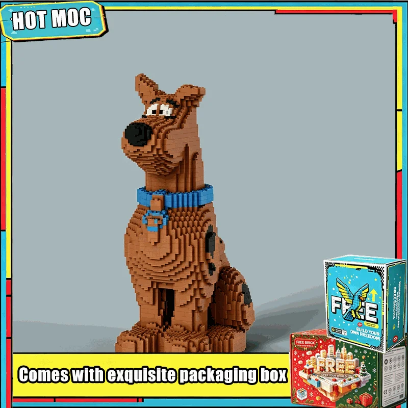 6499PCS Life Sized Sitting Brown Great Dane Dog Figure Model Building Blocks Custom MOC Puzzle DIY Display Collection Toy Gift