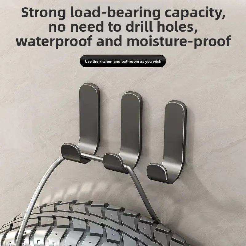 Self Adhesive Wall Hooks No Drilling Gray Sticky Hooks for Kitchen Bathroom Door Hanging Storage